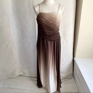 Couture Silk 8 10 Ombré Fade Gathered Dress Brown